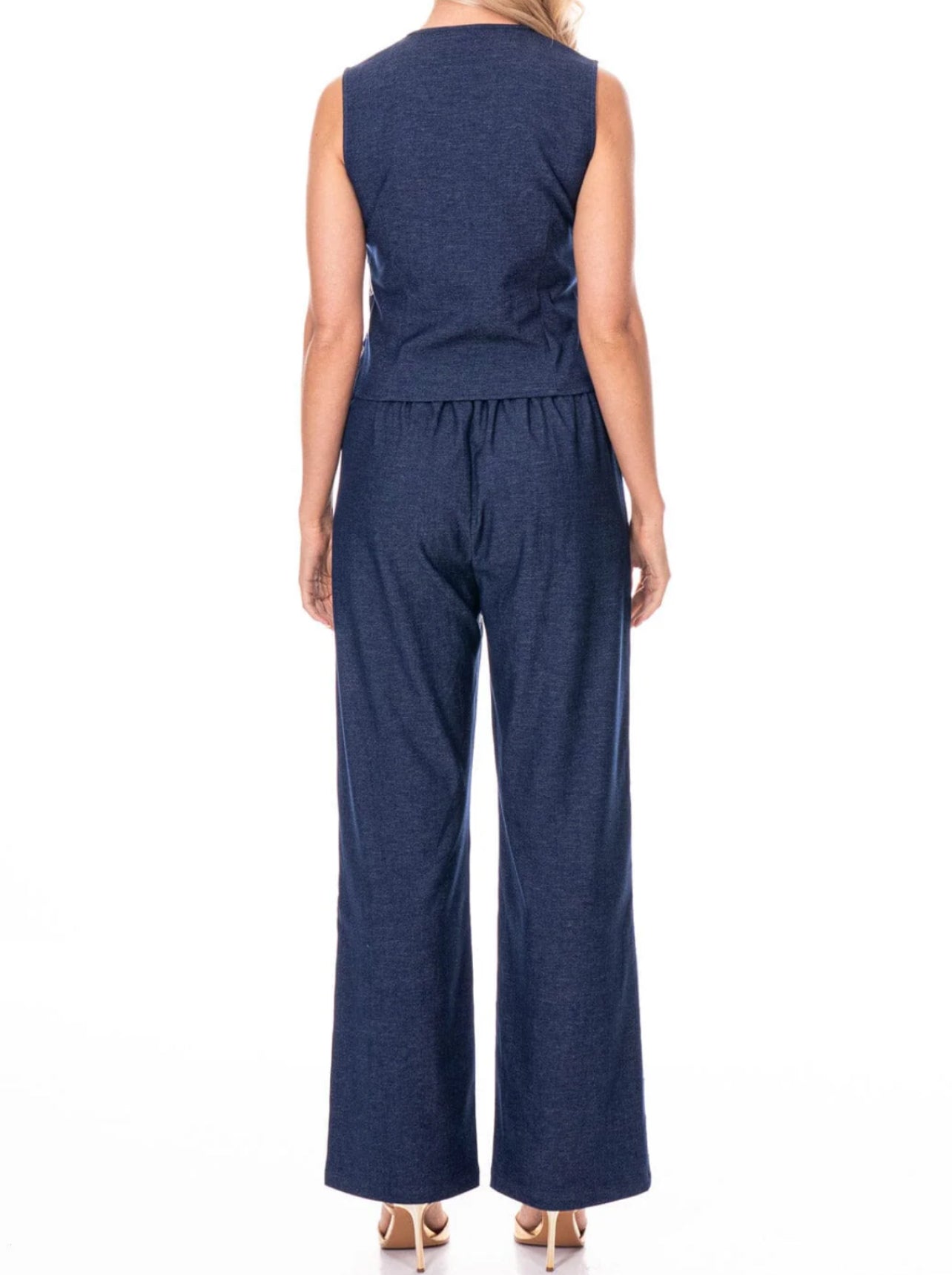 041726 Trish Sleeveless Top/Vest & Elastic Pants Set - 2 pc set