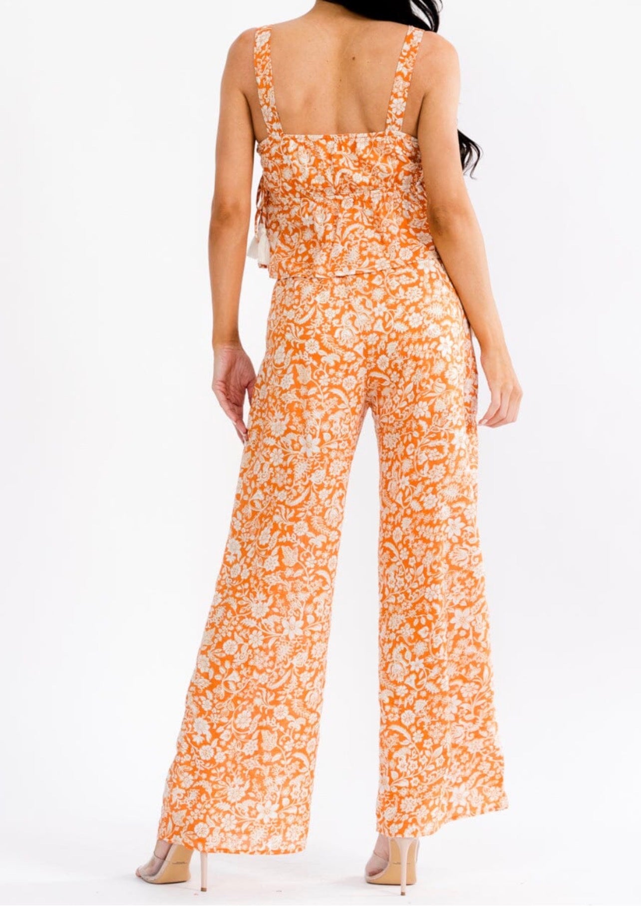 050426 - Jamie Floral V-neck Top and Elastic Pants Set - 2 pc set