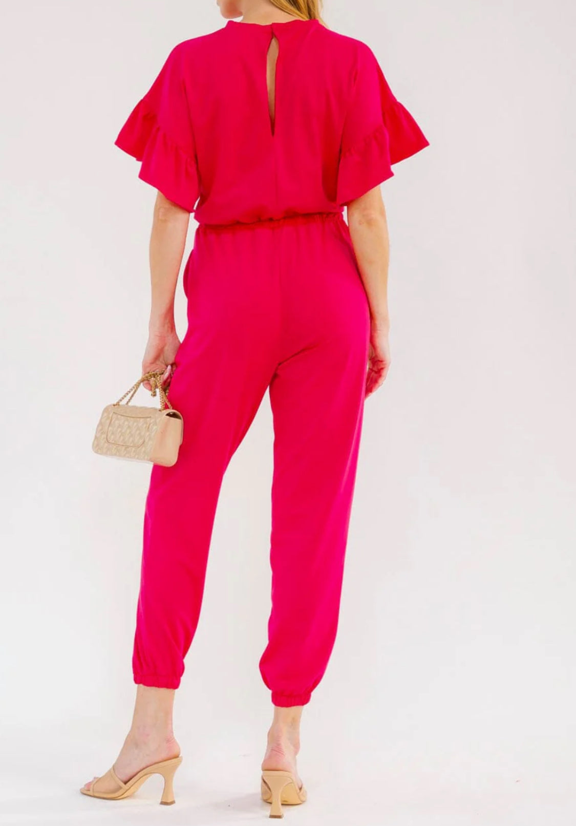 041026 Charlotte Short Ruffle Sleeve Jumpsuit