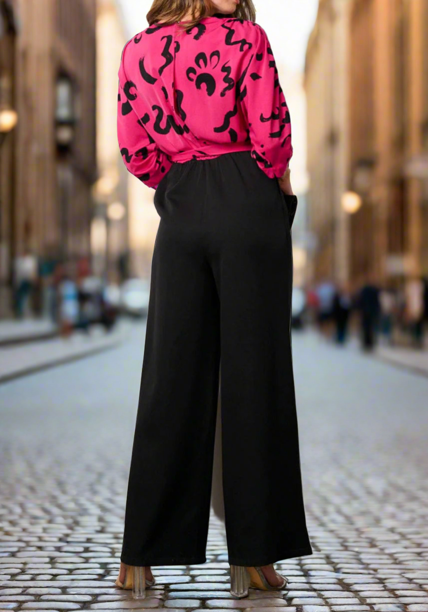 042324 - Brooke 3/4 Sleeve with Front Pockets Jumpsuit