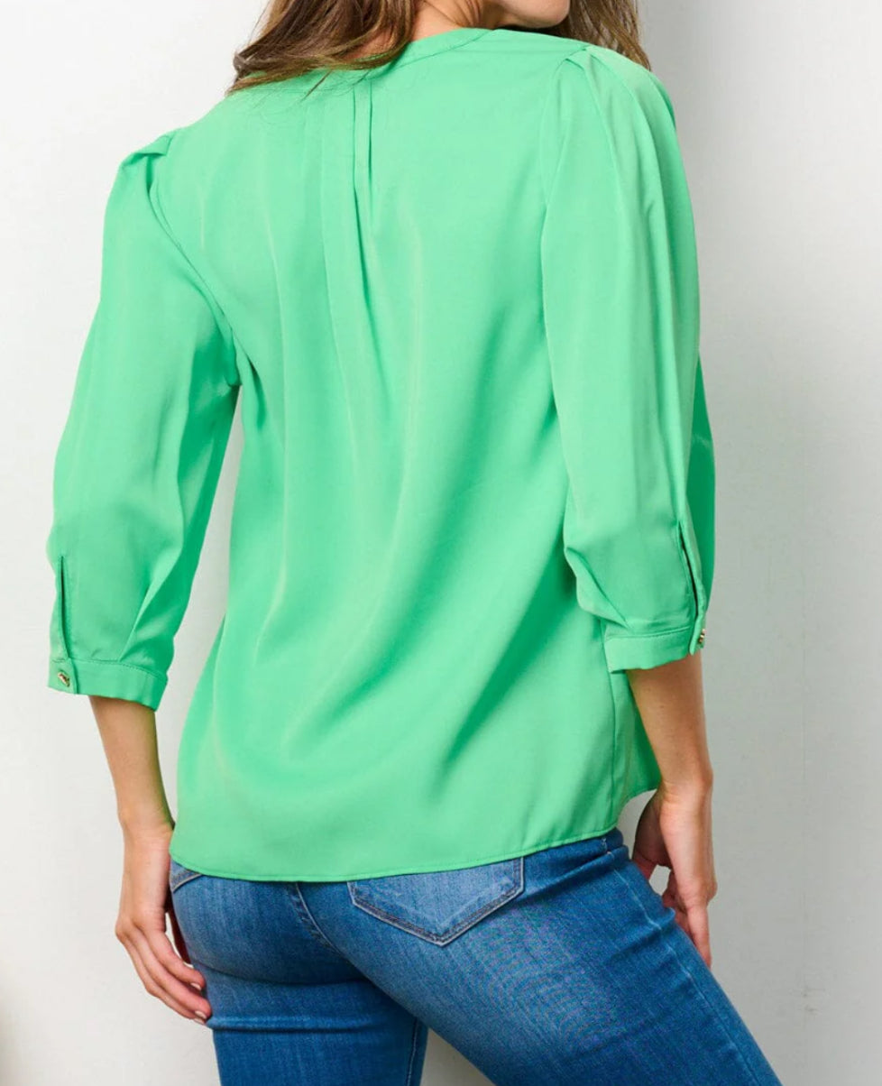 050824 Tory 3/4 Sleeves V-neck Blouse Top