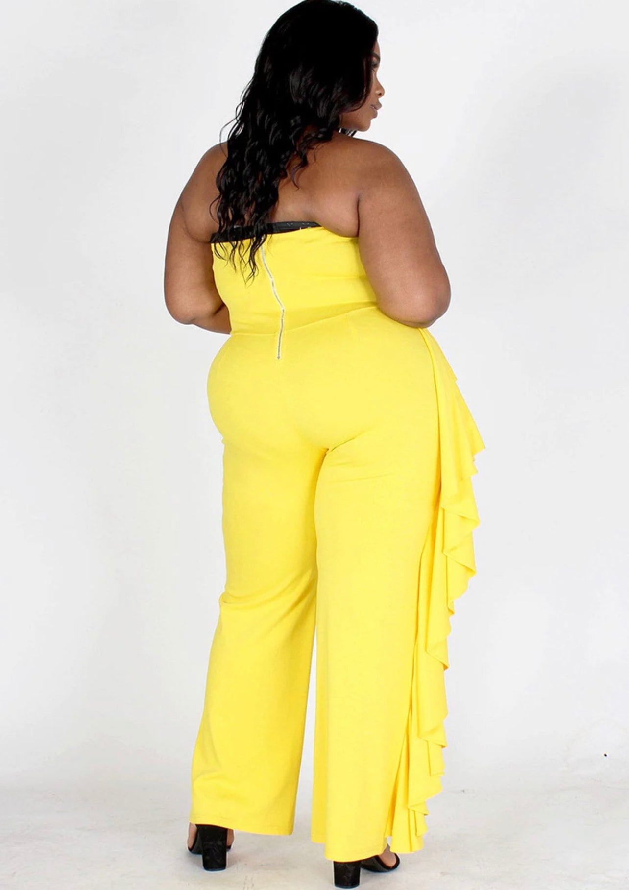 100223 - Plus Size - Sleeveless Ruffle Side Jumpsuit