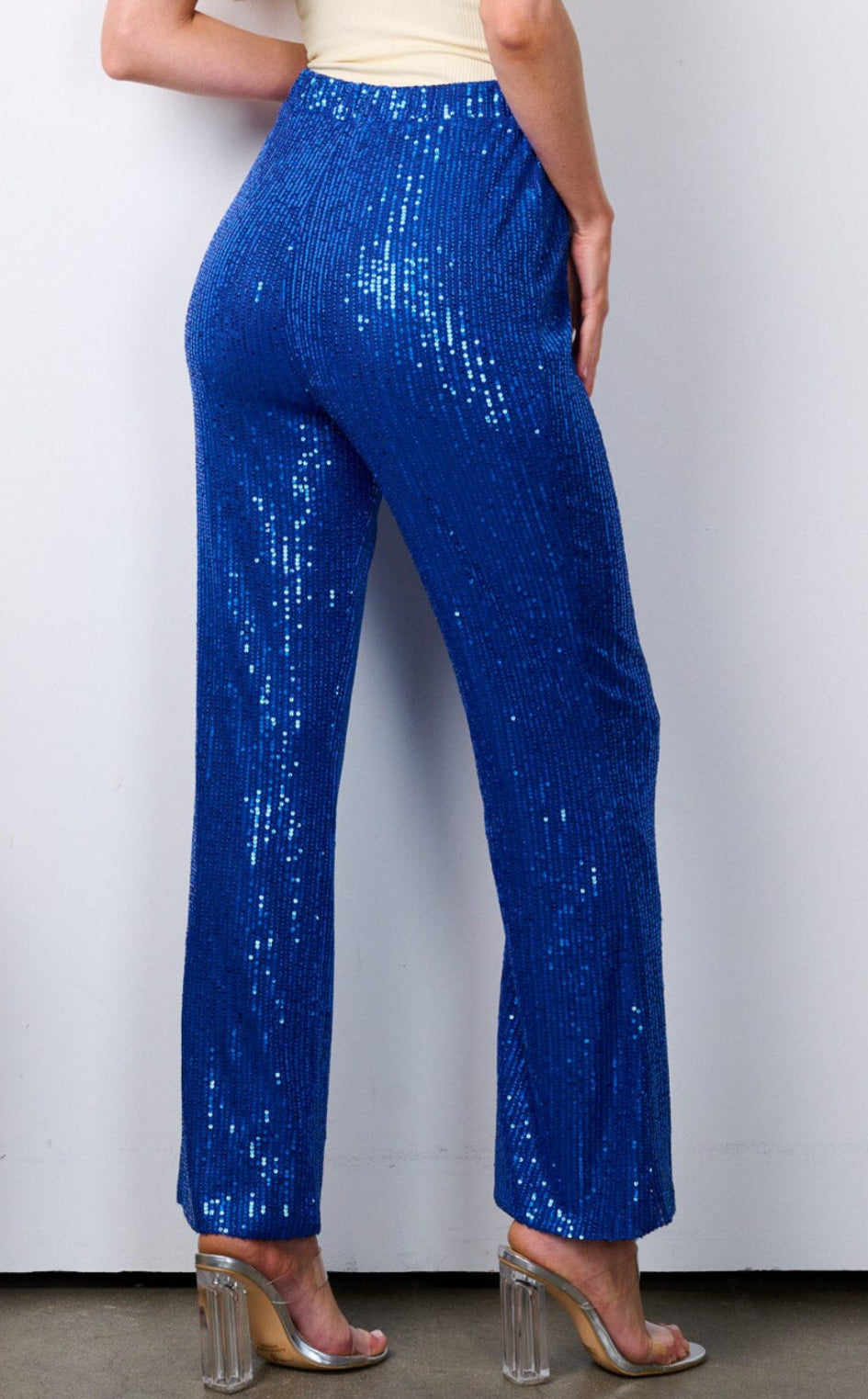 050624 - Jaime Sequins Elastic Waist Wide Leg Pants