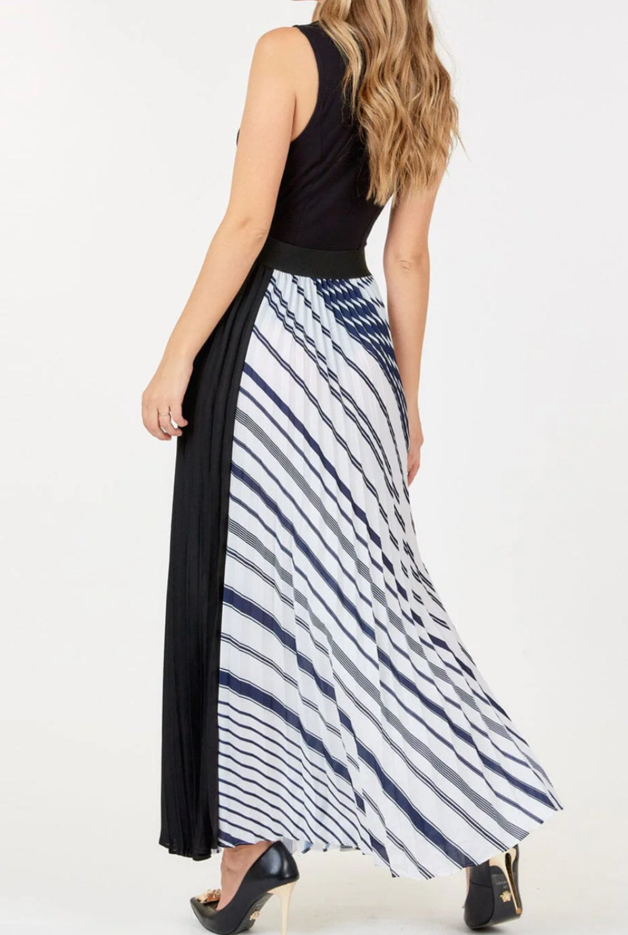 020725 Leah Elastic Waist Front High Slit Maxi Skirt
