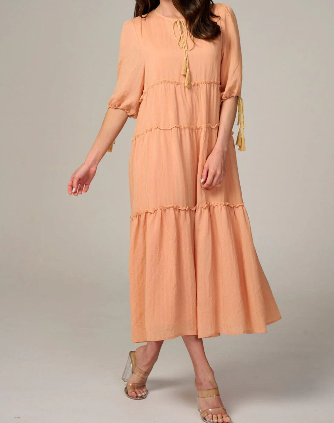 060925 - Tyra V-neckline Tiered Maxi Dress