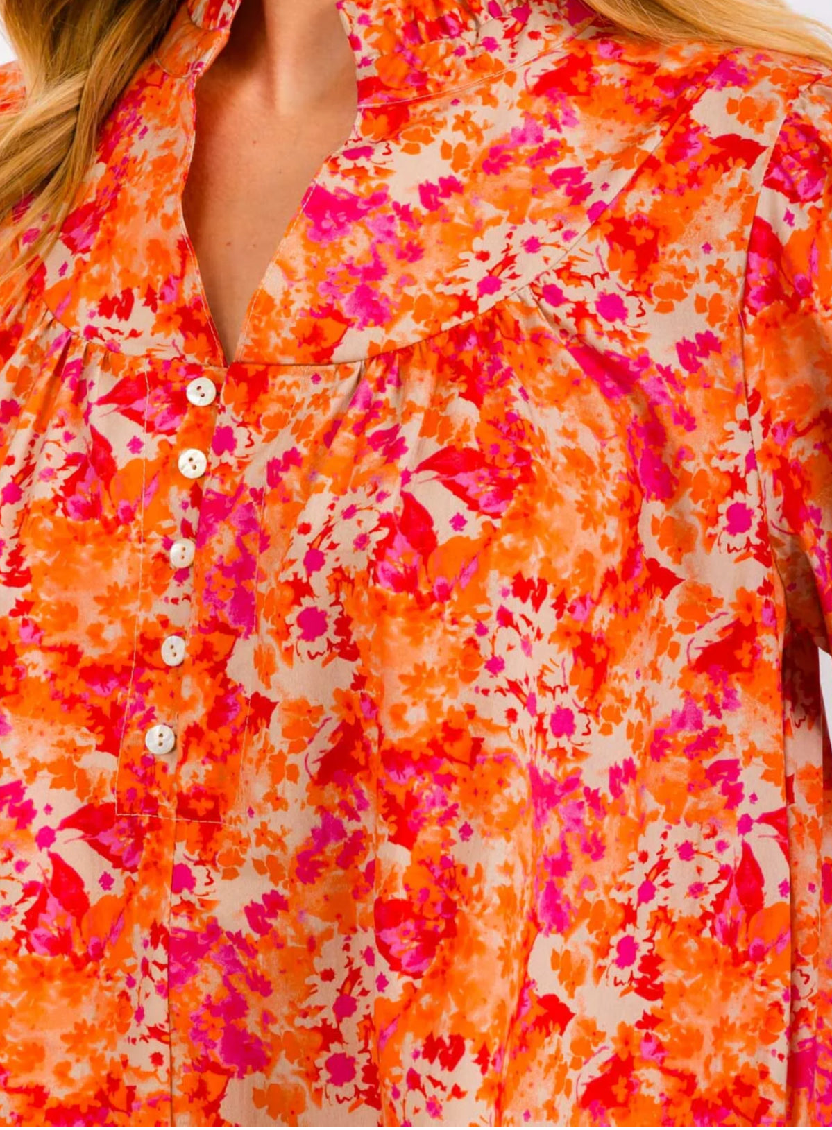 120324 - Kim Orange Floral Baby Doll Mini Dress