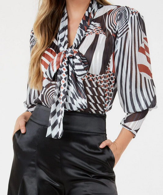 020125 Linore Multi-print Long Sleeve Blouse Top