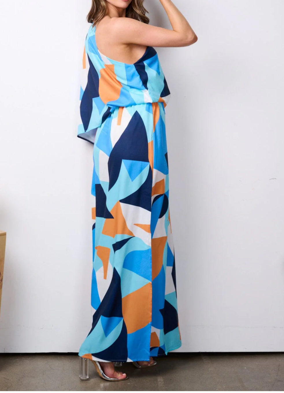 042424 - Nastashia One Shoulder Multi-print Maxi Dress