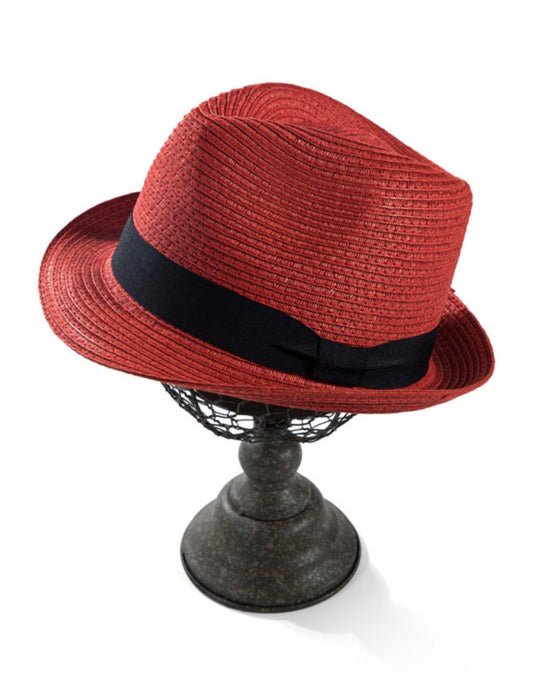 050825 - Gizelle Classic Fedora hat with Black Ribbon