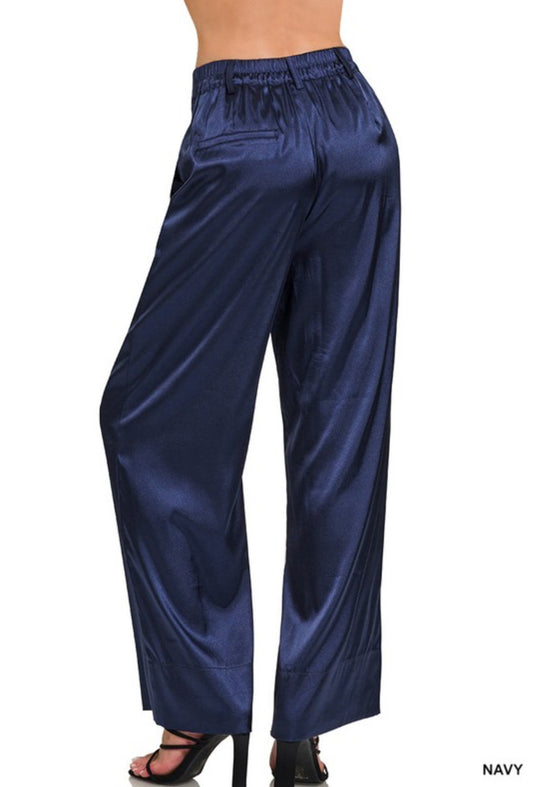 100725 - Tiana Wide Leg Satin Pants