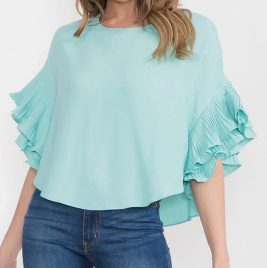 020425 Lei Ruffle Sleeve Blouse