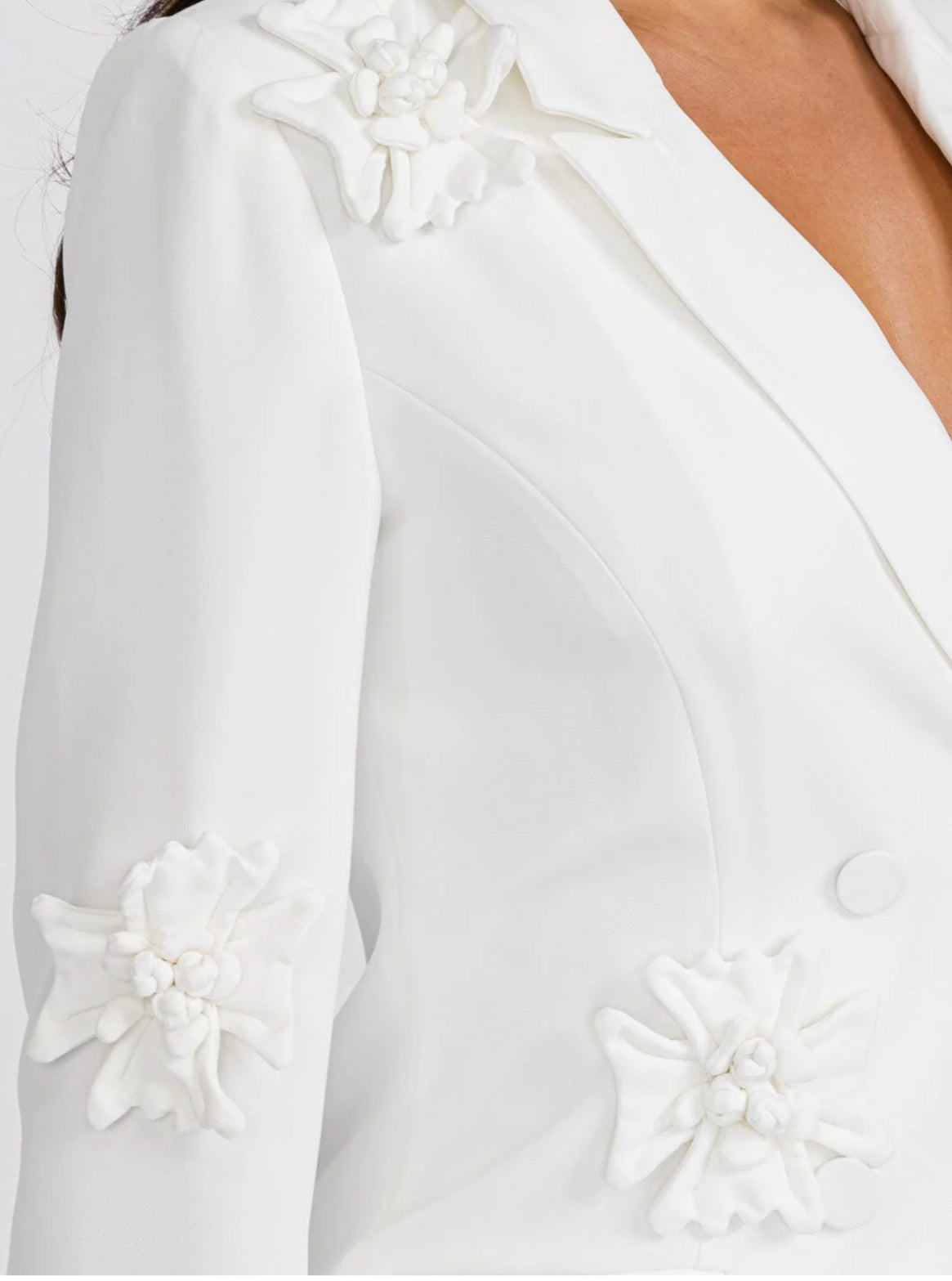 110124 - White Long Sleeve Detailed Jacket Mini Dress