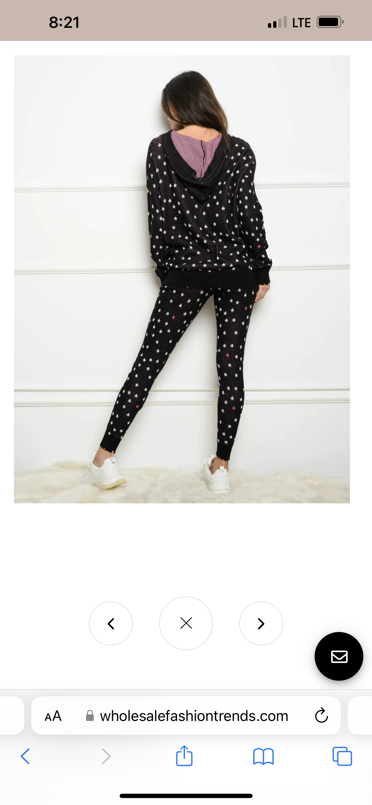 8193 Star Print Jogger Set with Hood