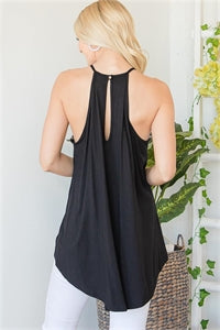8013 Plus Size - Charcoal Crochet Halter Top