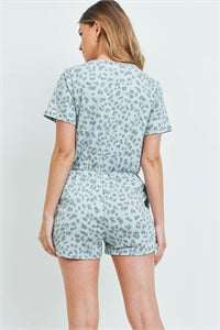 8033 Leopard Surplice Neckline Romper