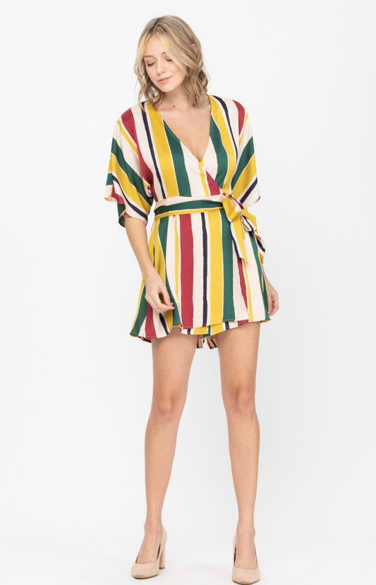 7243 Kimono Sleeve Overwrap Front Romper