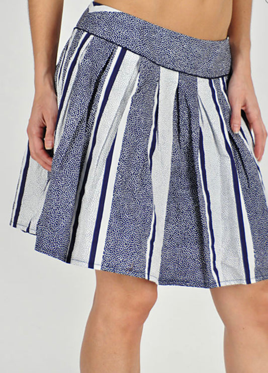 7273 Pleated Striped A-line Skirt