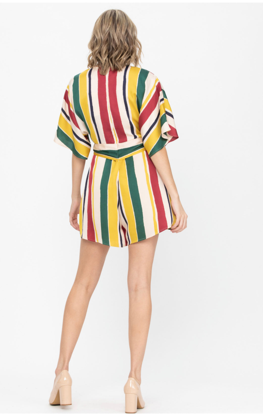 7243 Kimono Sleeve Overwrap Front Romper