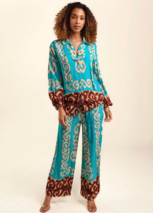 7343 Long Sleeve Button Up Top & Pants