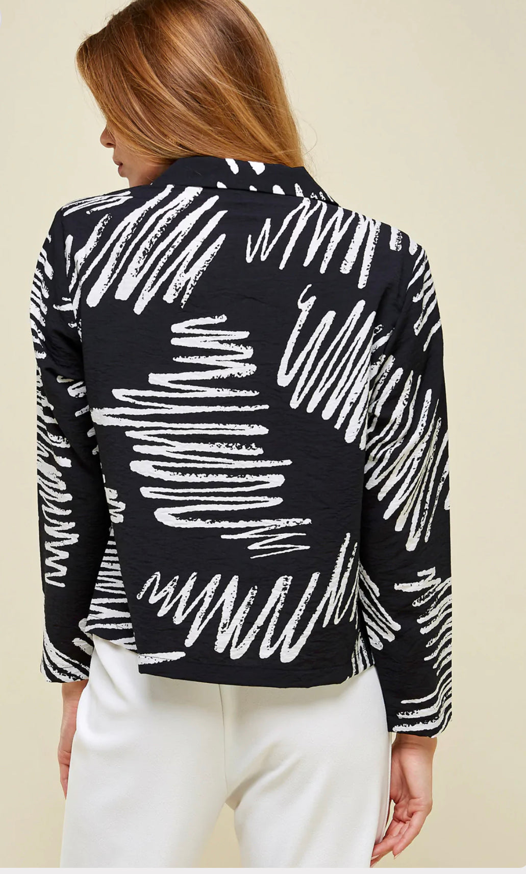 Abstract Print Long Sleeves Top