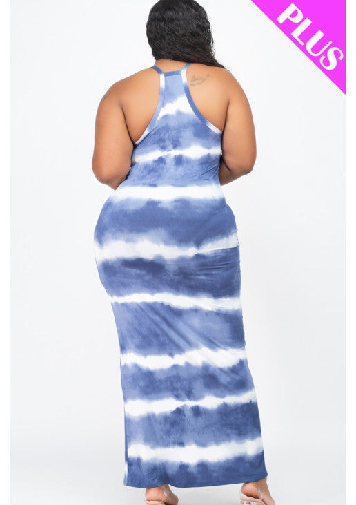 4333 - Plus Size - Stripe tie-dye Maxi Dress