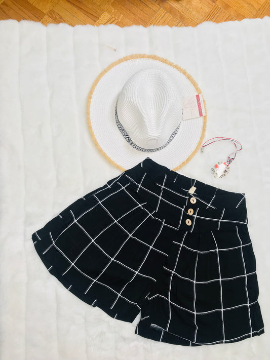 Black Checkered Shorts