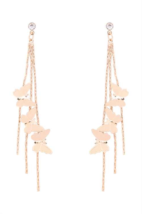 BUTTERFLY CHAIN DANGLING POST EARRINGS