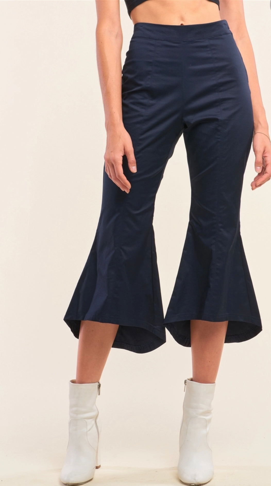 Navy solid high waisted retro bell bottom flare