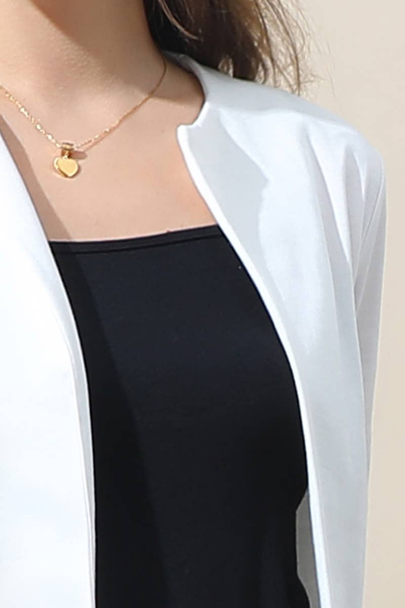 051726 - JENNY SOLID OPEN FRONT 3/4 SLEEVE JACKET BLAZER