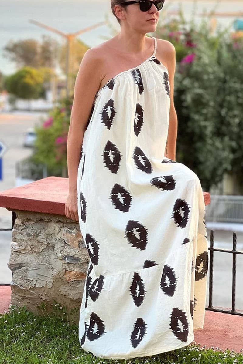051426 - Cassandra Floral One Shoulder Maxi Dress