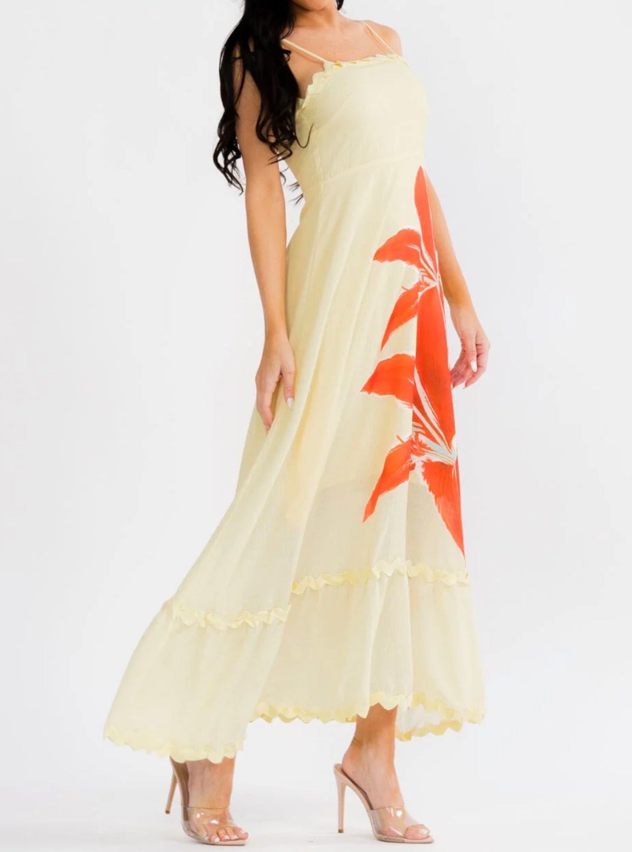 050226 - Stephanie Sleeveless Smock Trim Maxi Dress