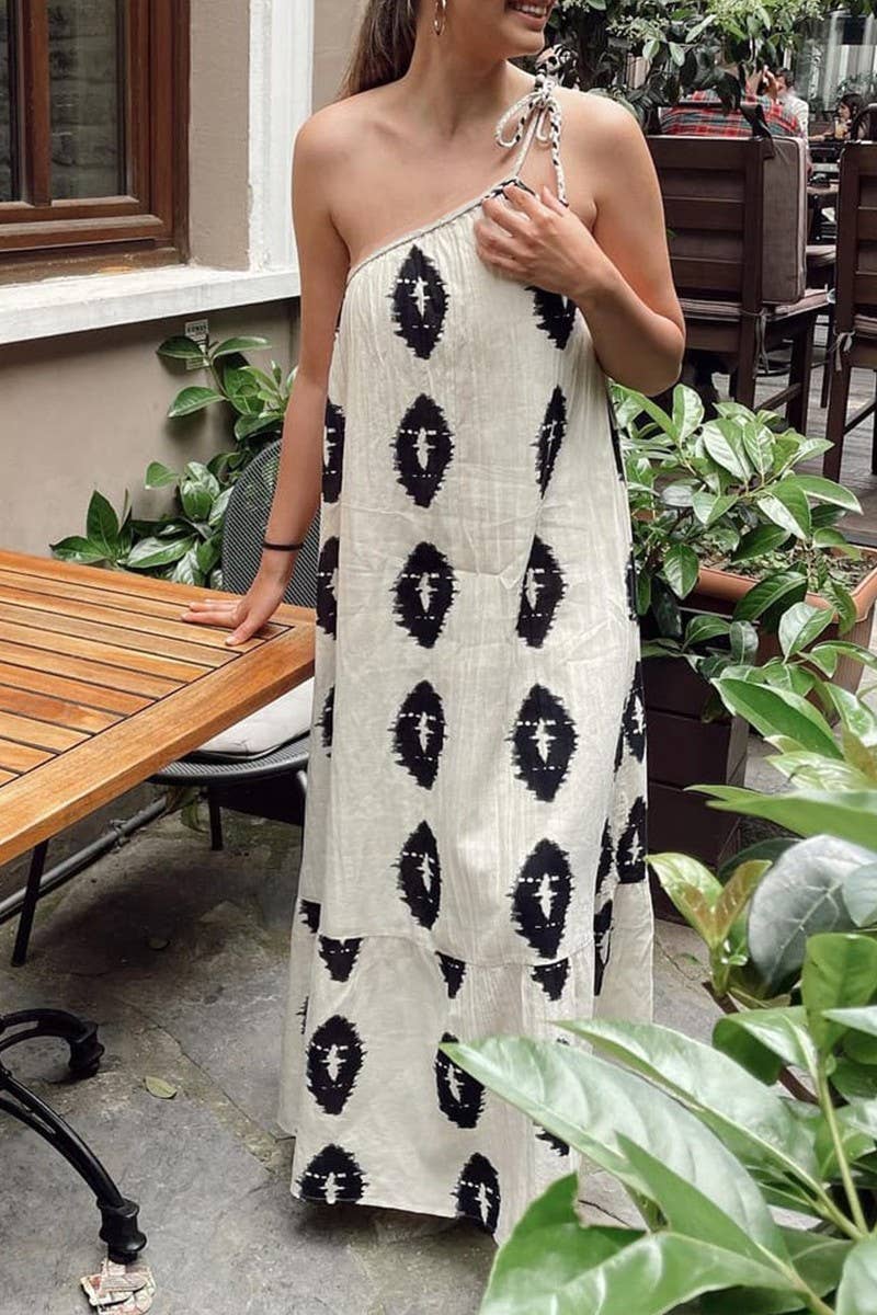 051426 - Cassandra Floral One Shoulder Maxi Dress