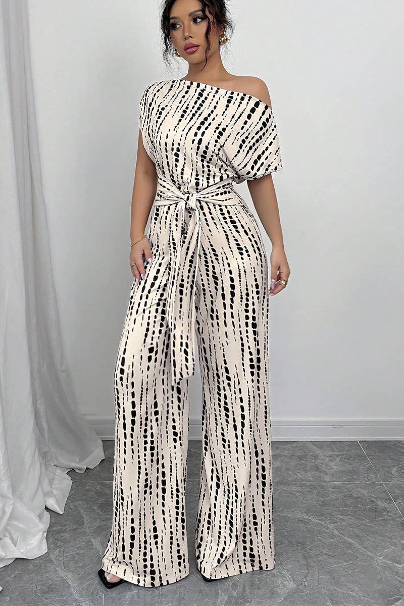 041626 - Kenya Summer Off-Shoulder Strappy Wide-Leg Jumpsuit