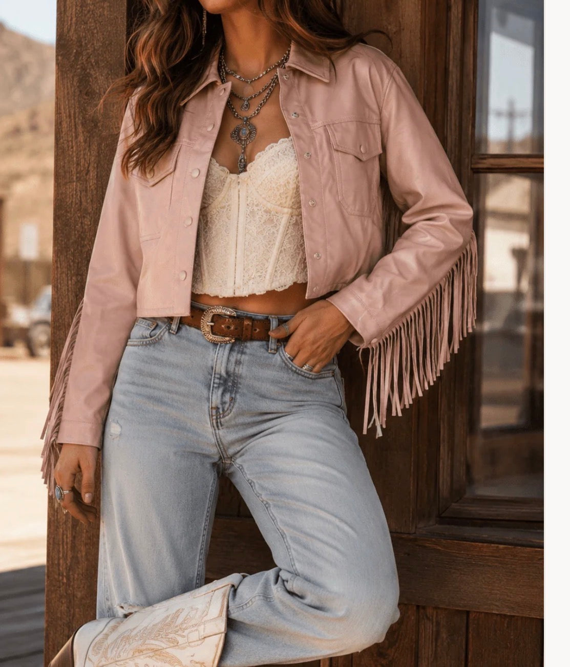 090426 - Jesica pink pleather button down jacket