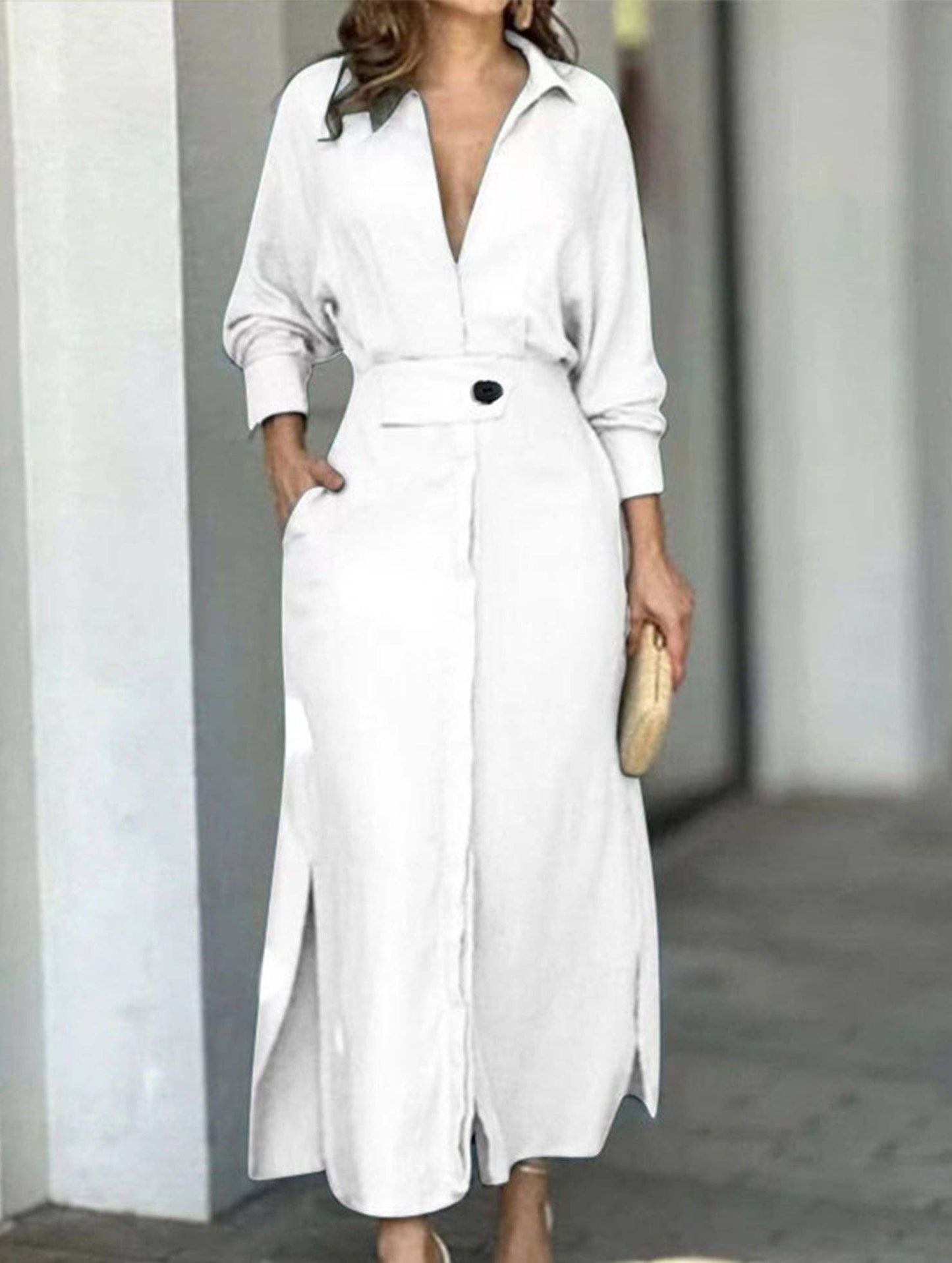 052126 Kay Strappy waistline irregular shirt dress