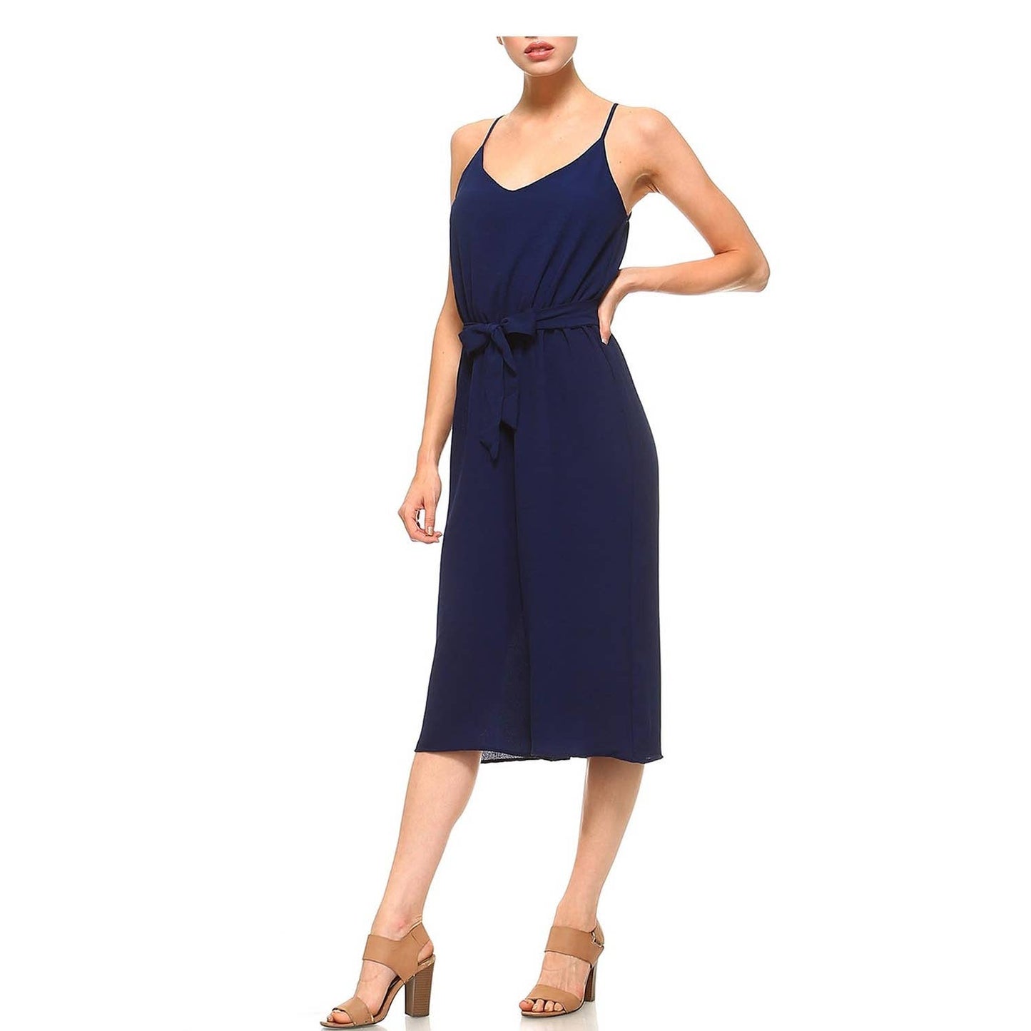 041226 - Tessa Adjustable Spaghetti Strap Jumpsuit with belt