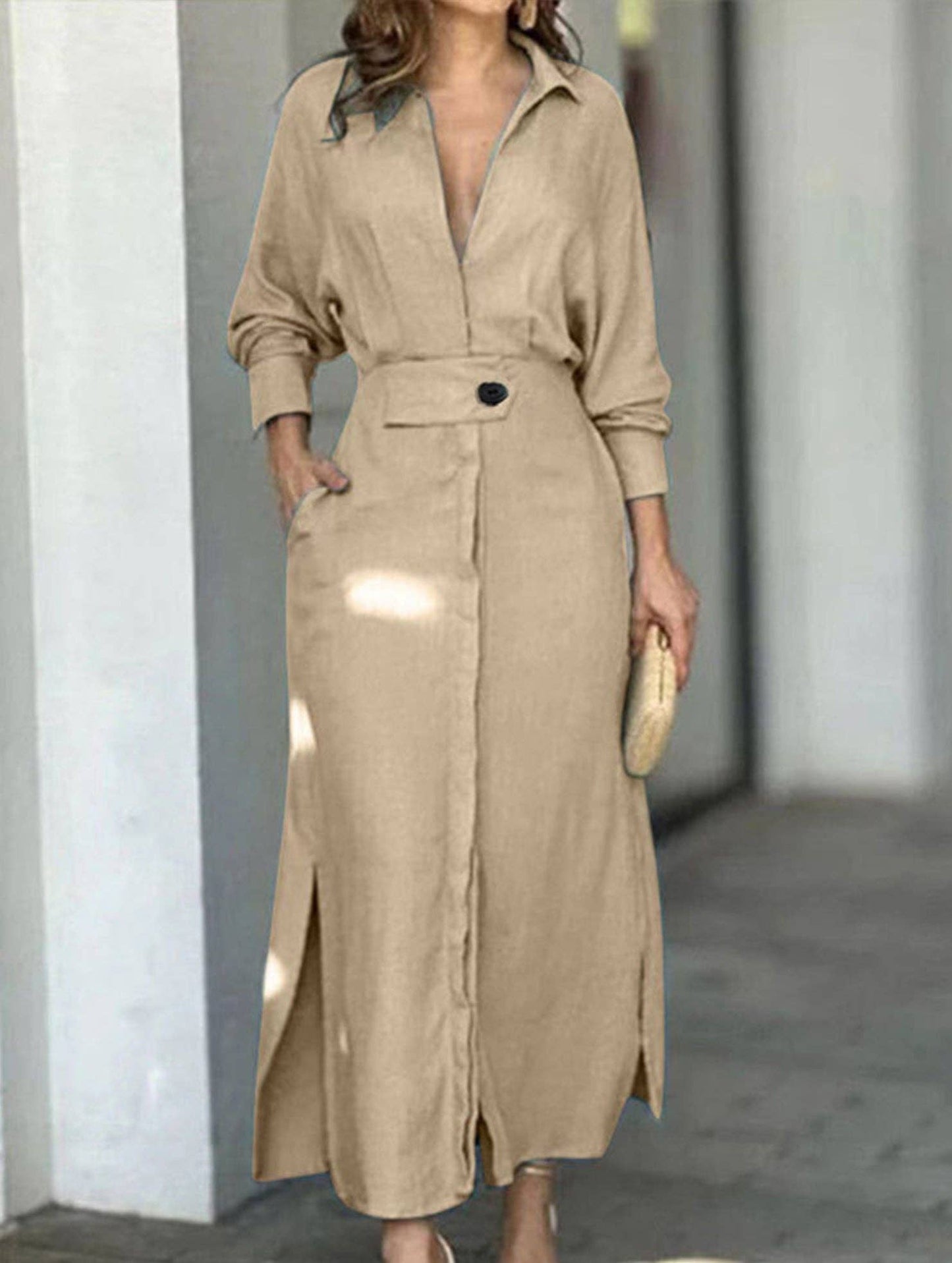 052126 Kay Strappy waistline irregular shirt dress