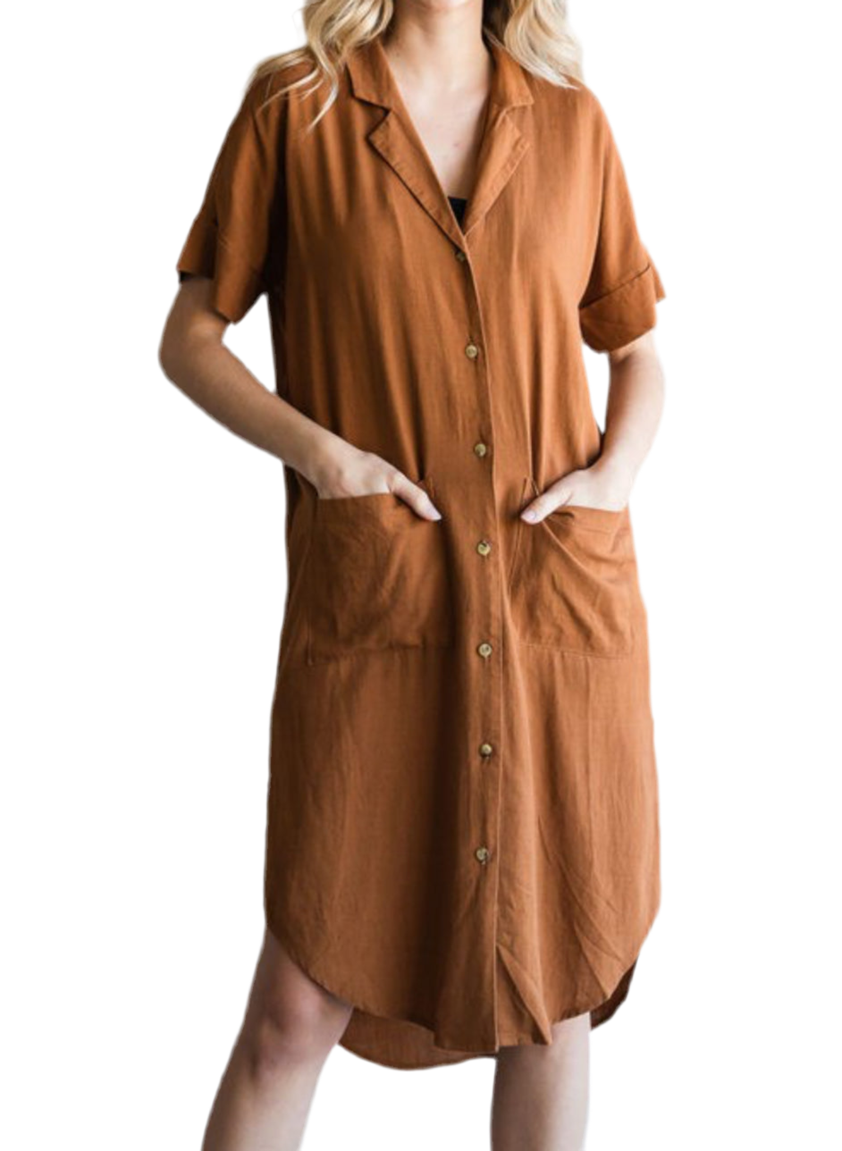 080124 - Chelsea Linen Button up Dress