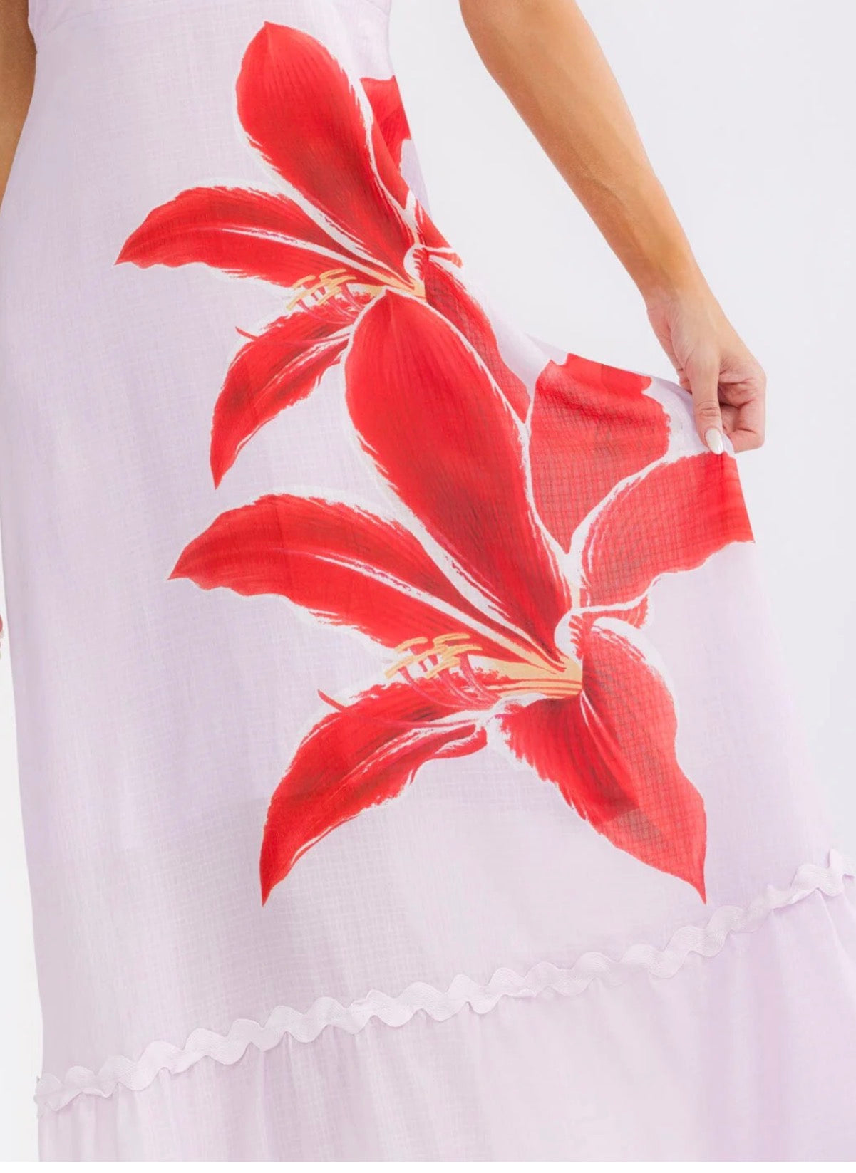 050226 - Stephanie Sleeveless Smock Trim Maxi Dress