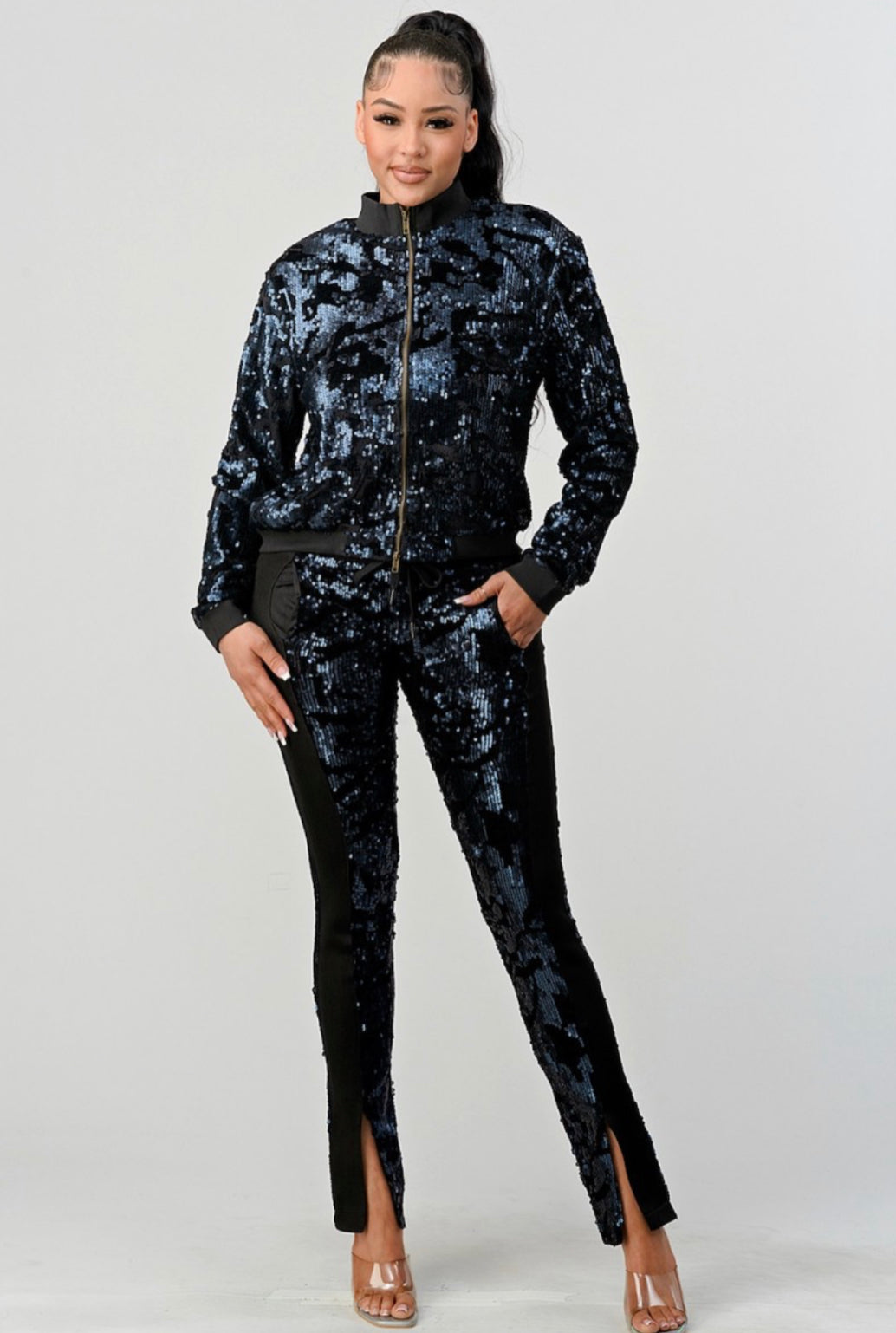 112623 - Sequins Jacket and Pants Set