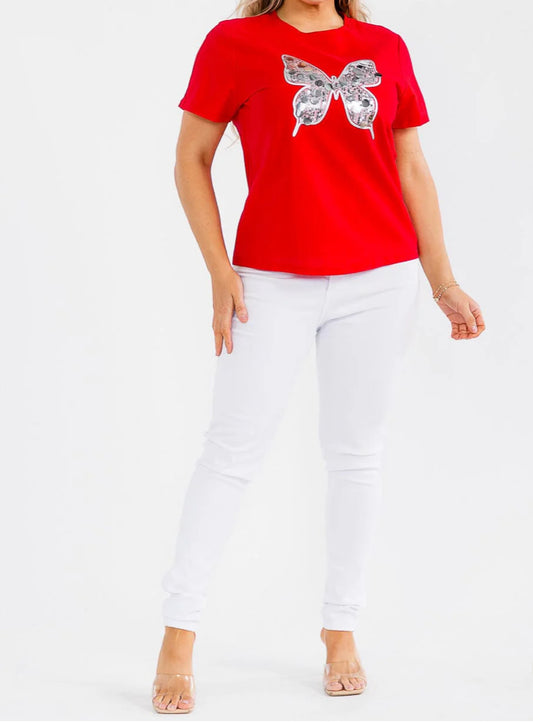 040526 Arlene Short Sleeve Sequin Top