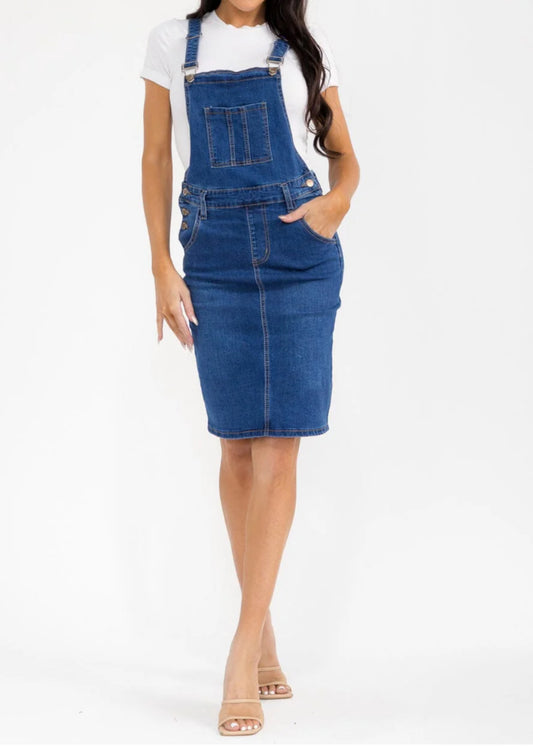 030526 REGINA STRETCH DENIM SKIRT OVERALL
