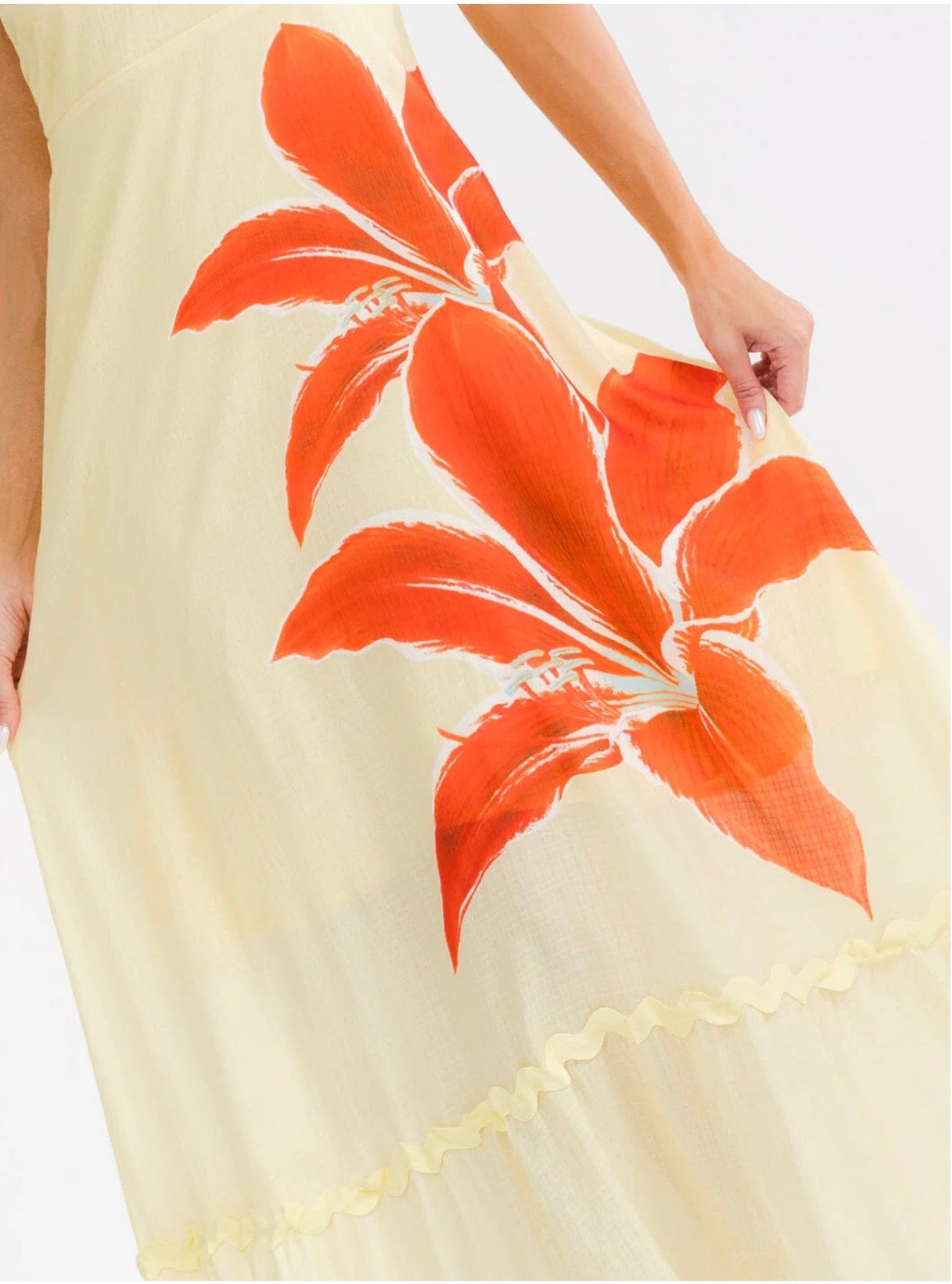 050226 - Stephanie Sleeveless Smock Trim Maxi Dress