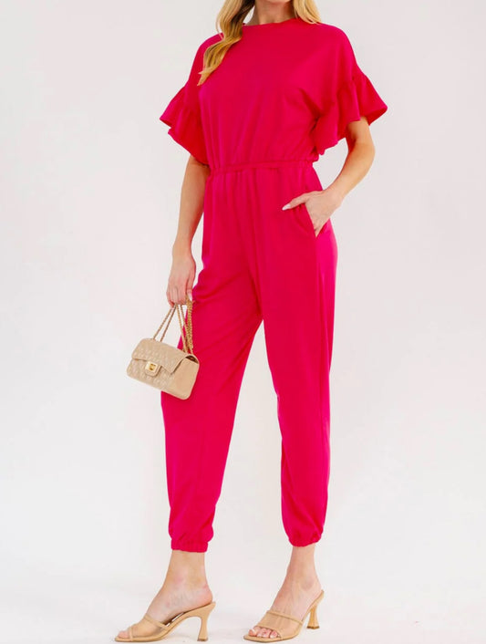 041026 Charlotte Short Ruffle Sleeve Jumpsuit