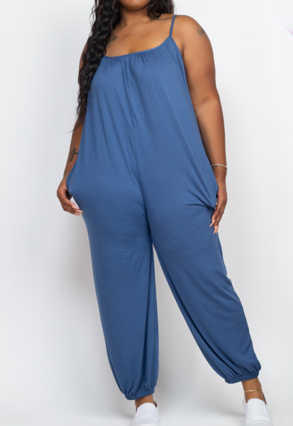 040824 - Milana Plus Size Spaghetti Strap Jumpsuit