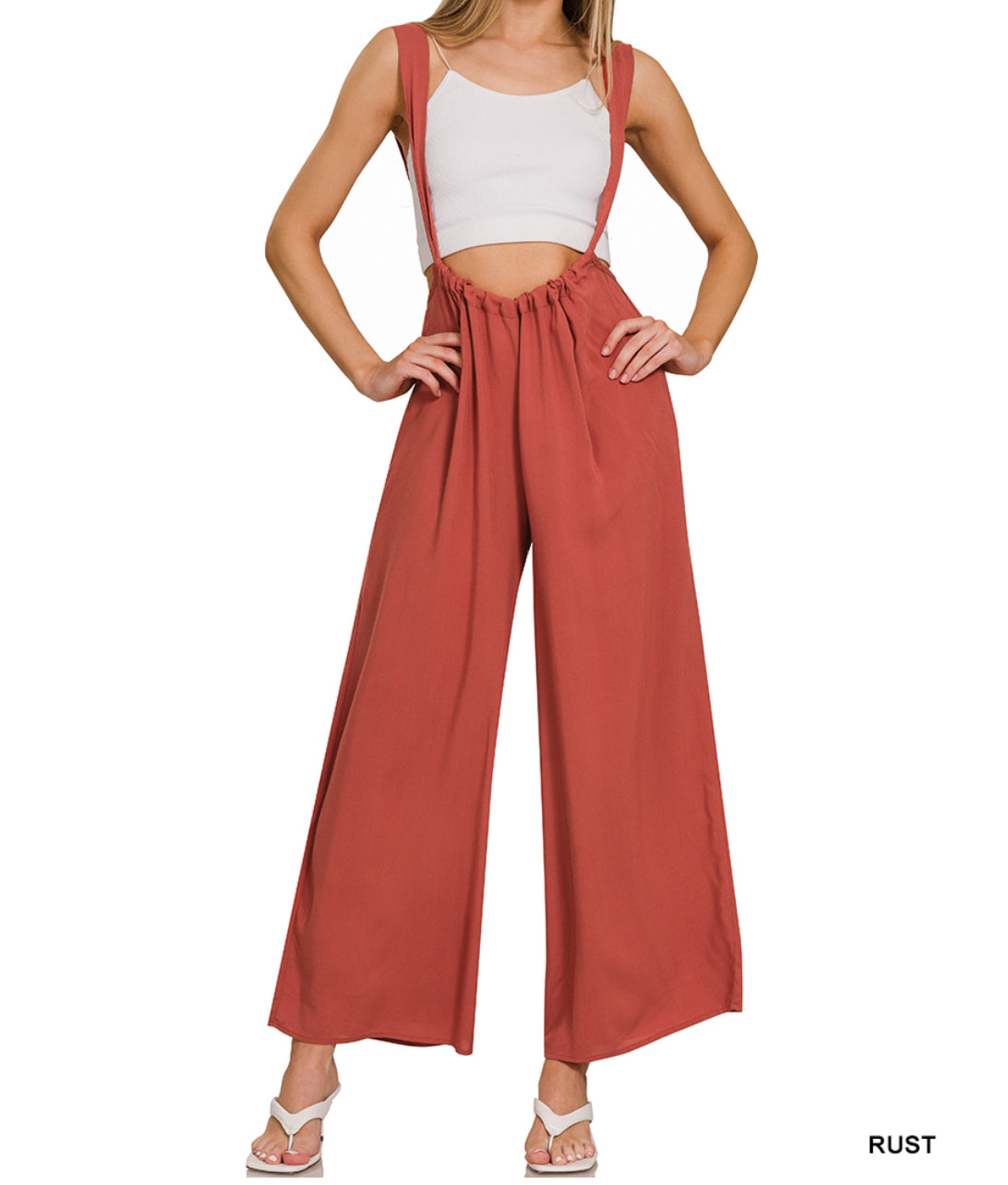 030224 - Chase Woven Tie Back Suspender Jumpsuit look