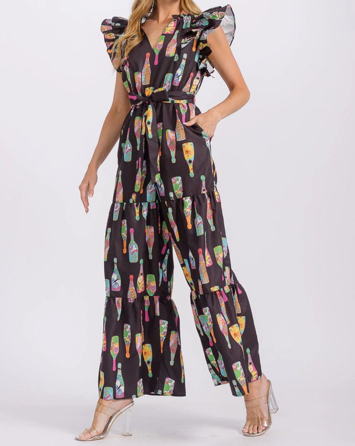 061325 - Chelsey Ruffle Sleeves Jumpsuit