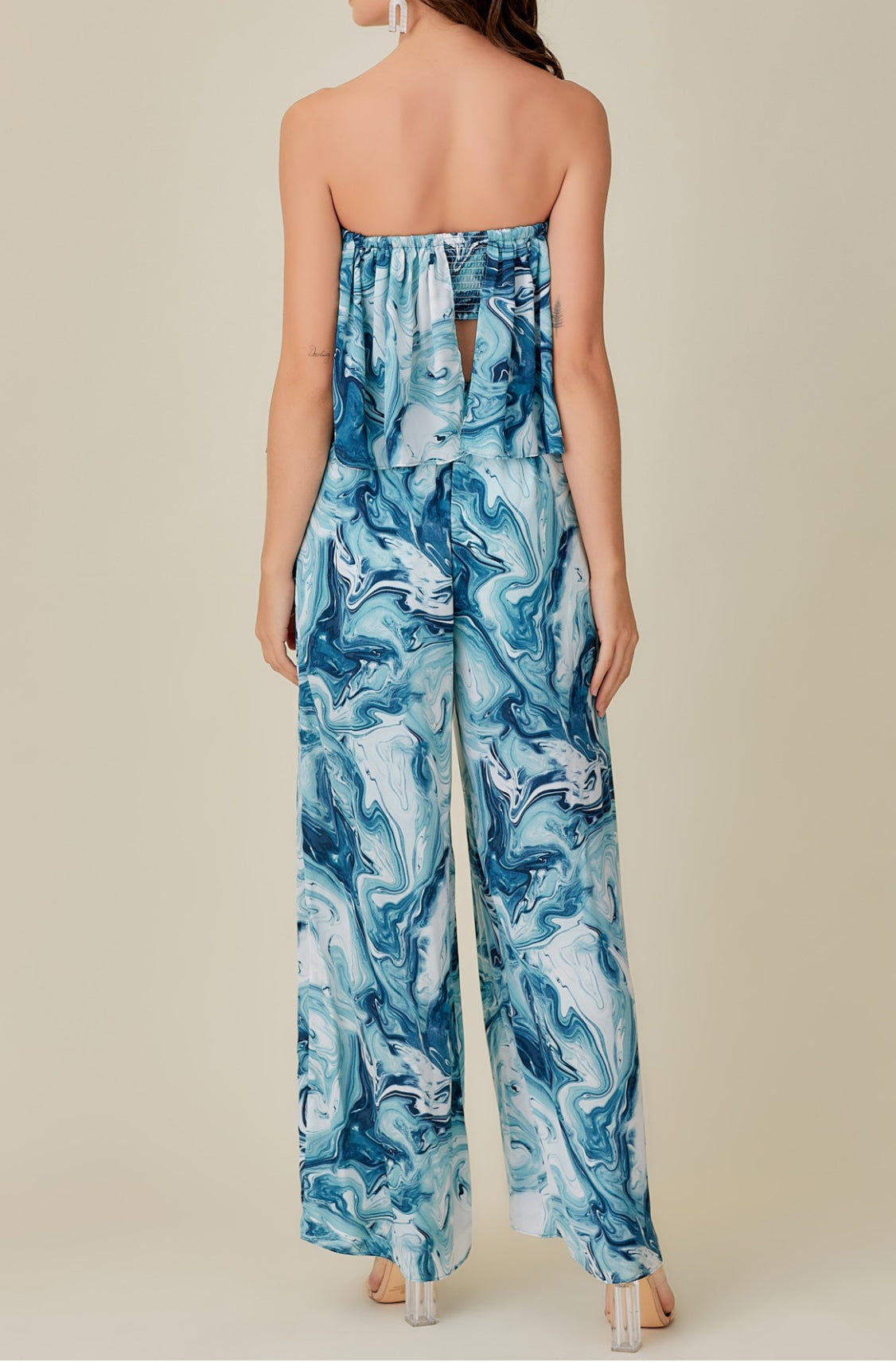 042824 - Ara Teal Tube Top Jumpsuit