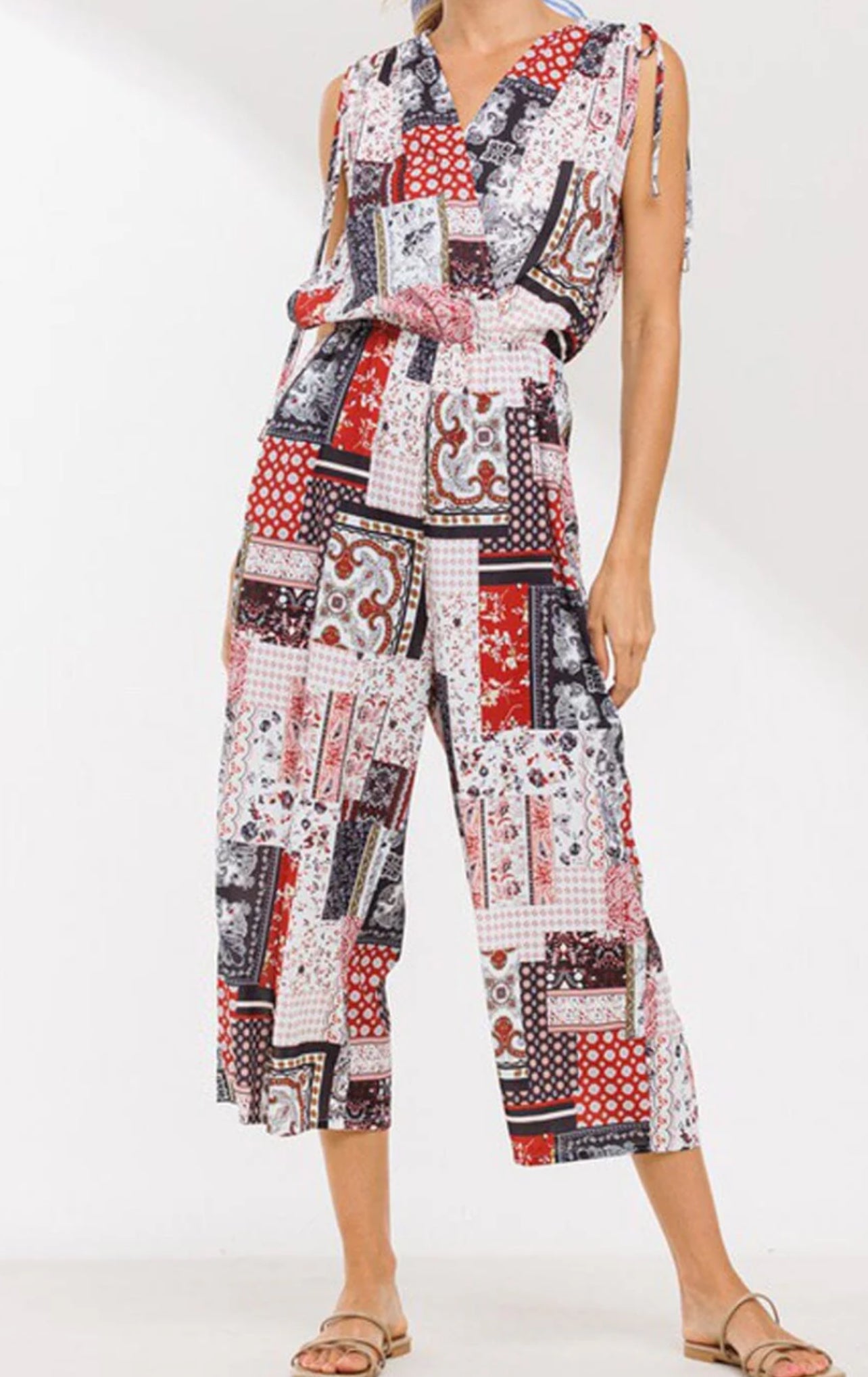 060825 - Vanessa Sleeveless Surplice Jumpsuit