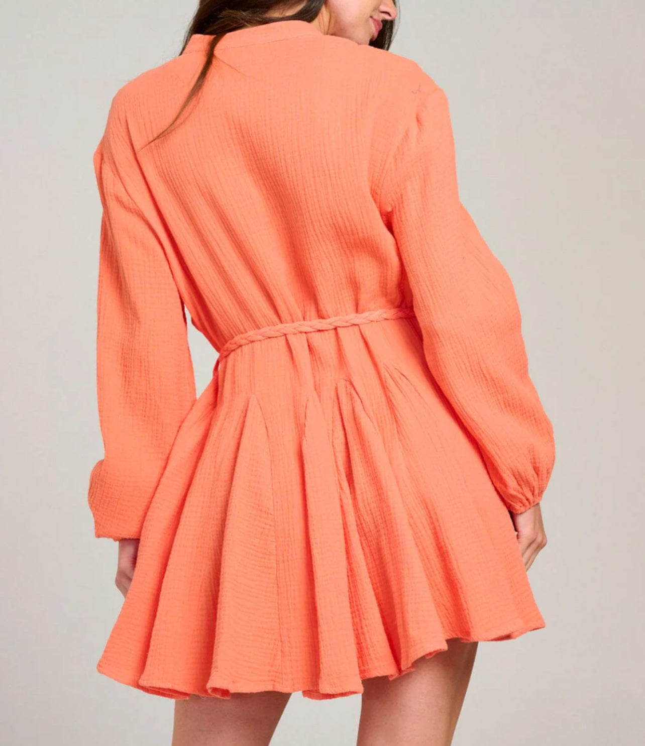 100325 - Sheila Long Sleeve Self-tie Mini Dress